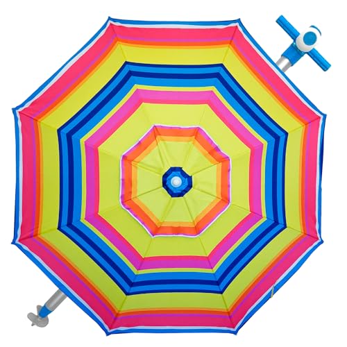 Pincho Sombrilla Playa Grande Ø240 cm, antiviento hasta 35km/h, protección UV 50, Materiales de Calidad, Tubo de Aluminio, 8 Varillas de Fibra de Vidrio (Multicolor 4)