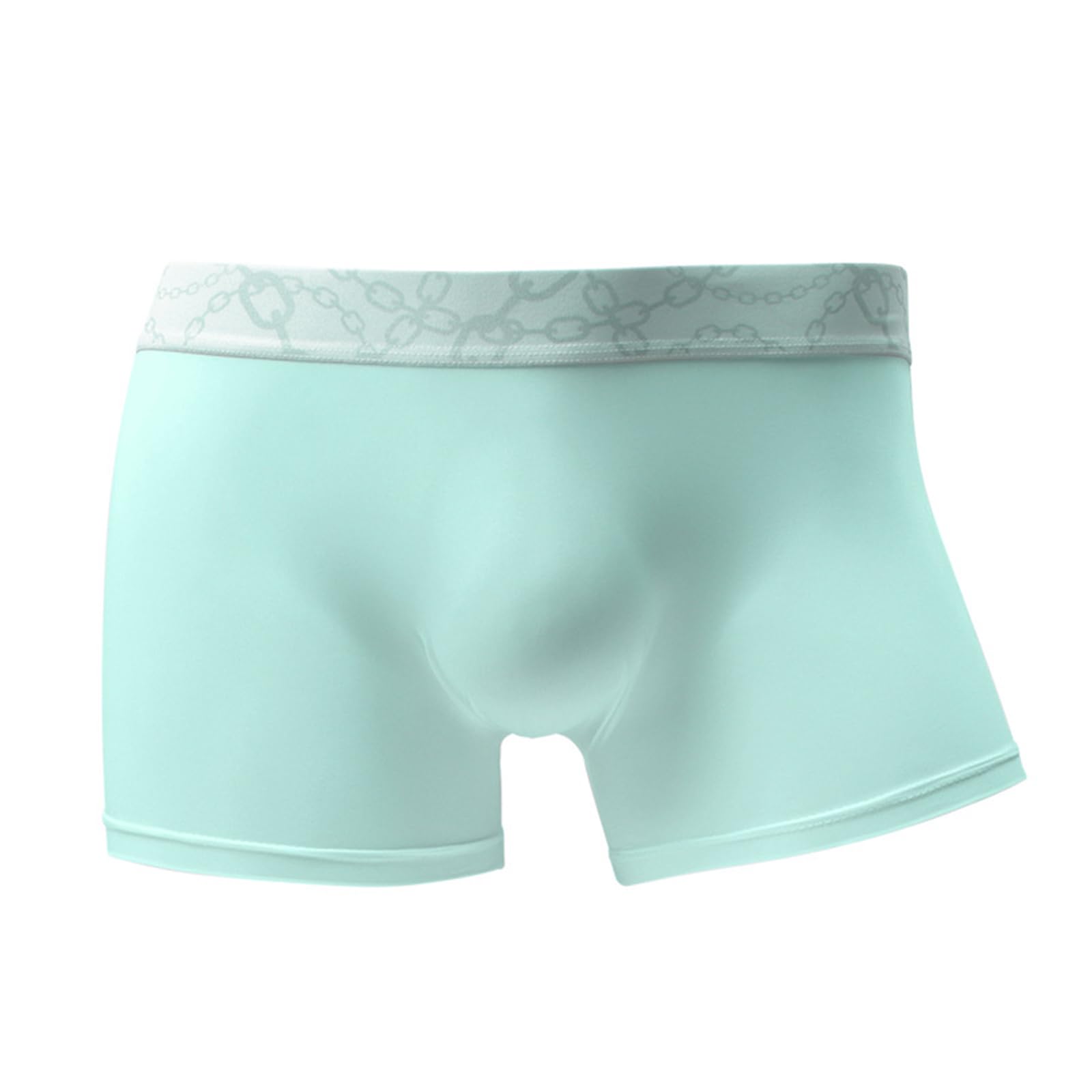 Evankin Men's Light Blue Boxer Brief Underwear Ice Silk Sexy Mesh See Through Underpants U-Shaped Pouch Mid Waist Boxers Shorts（-Xs）
