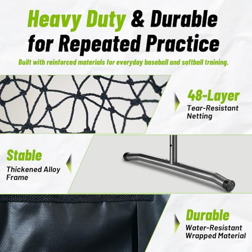 Image of 9 Hole Pitching Net with Strike Zone, Baseball Softball Pitching Target for Accuracy Training