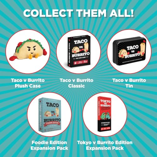 Image of Taco vs Burrito Travel Case - The Wildly Popular Surprisingly Strategic Card Game Created by a 7 Year Old - 5 Ways to Play - Fun Family Games for Kids and Adults, Game Night, Travel Games