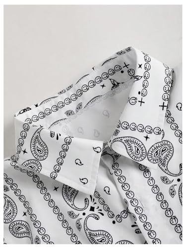 GORGLITTER Men's 2 Piece Boho Tracksuit Paisley Print Button Down Shirt and Shorts Vacation Sets4