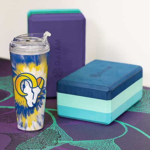 Image of Rico Industries NFL Football Glitter 24oz Acrylic Glitter Tumbler with Hinged Lid, Officially Licensed Double Wall Tumbler with Straw