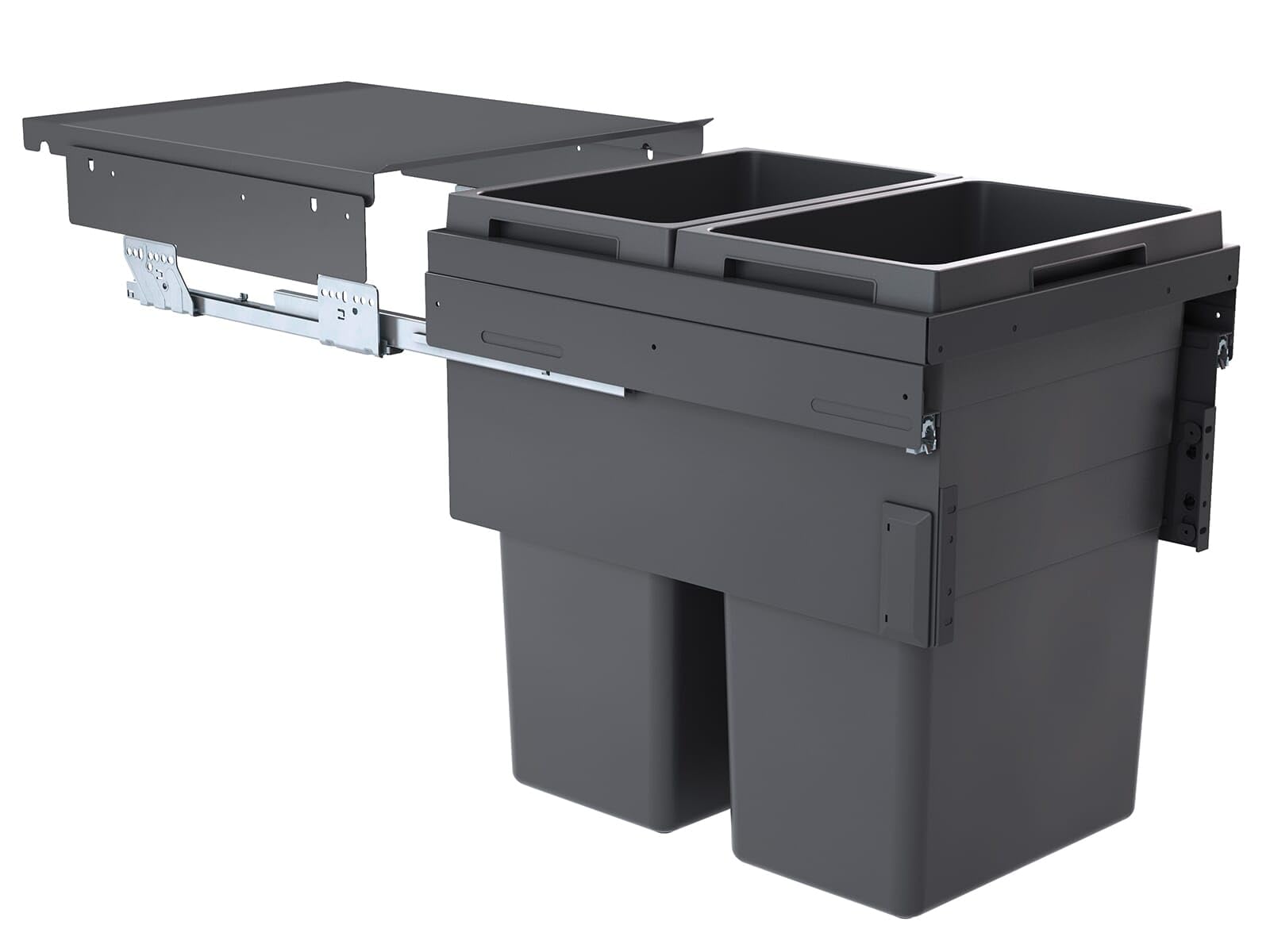 Poubelle de Cuisine tri sélectif 2 bacs encastrable 80L (38+38) Hailo Euro Cargo Anthracite