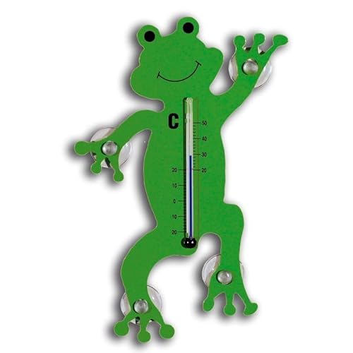 Frog Thermometer with sucker 13,7 x 6,3 cm GREEN - ideal for window (indoor and outdoor) - Temperature scale: da -20°C a +50°C