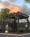 GAOMON 10 X 10 FT Wood Pergola, Solid Structure, Retractable Shade Canopy, Outdoor Wooden Pergola for Patio, Backyard, Deck, Garden