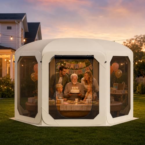 Pop Up Screen Tent for Family Camping, 10x10ft Instant Portable Canopy Screen House with Carry Bag, Windproof Sandbags & Stakes, Outdoor Mesh Shelter for Patio Beach Picnic Party Backyard - image 4