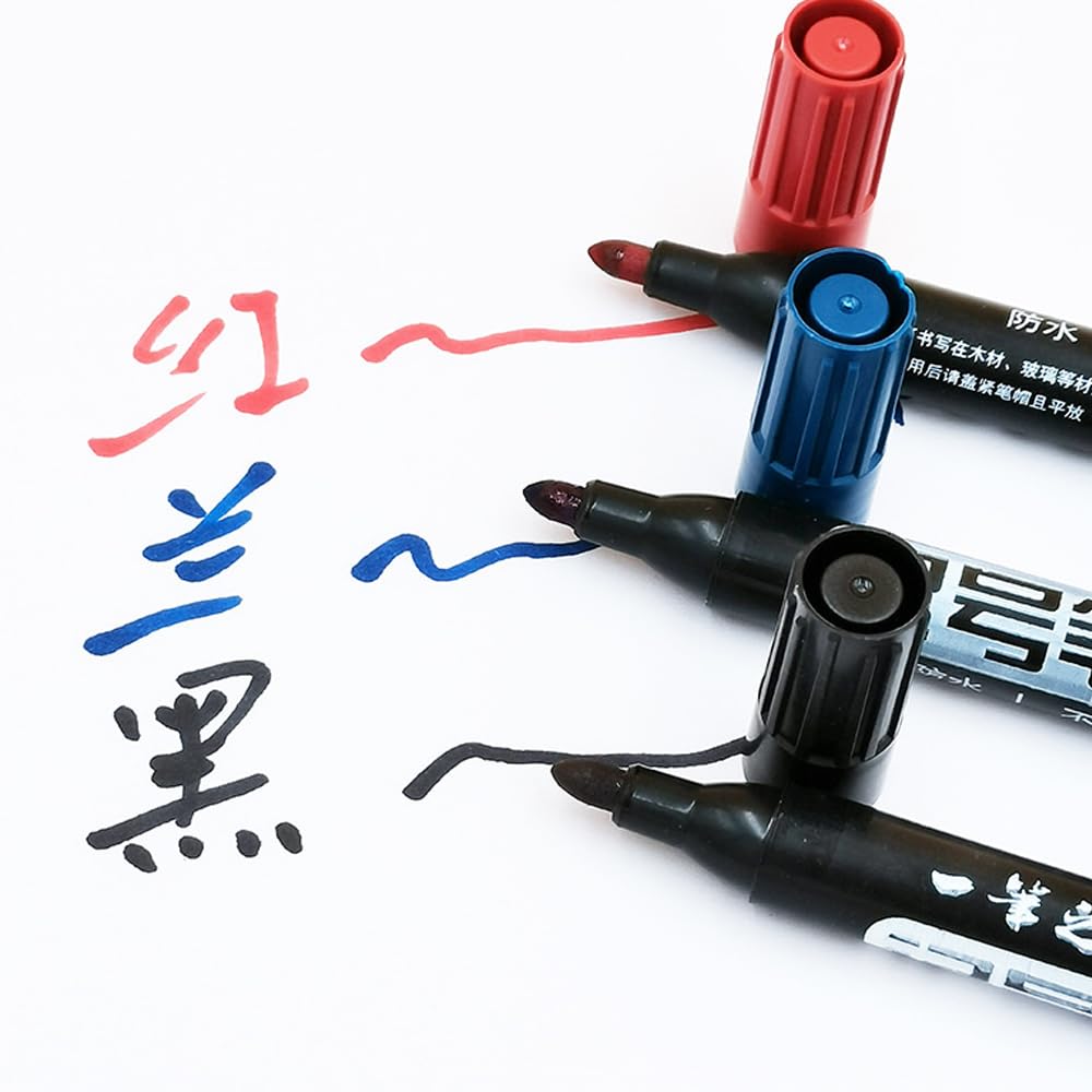 EPANO Marker na bazie oleju, wodoodporny, szybkoschnący, czarny, niebieski, czerwony, atrament, permanentny, do metalu, szkła, artykułów papierniczych, rysunków, przyborów szkolnych (50 szt. niebieski
