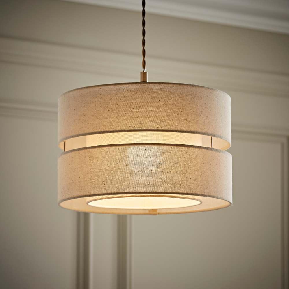 Valuelights Natural Sophia Linen Tier 30Cm Drum Easy Fit Ceiling Light Lamp Shade & Bulb In