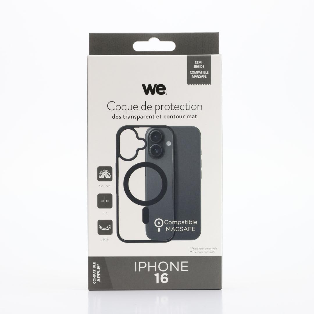 Custodia Protettiva Trasparente a 4 Angoli rinforzati, Antiurto, Ultra Resistente, semirigida, Compatibile con iPhone 16