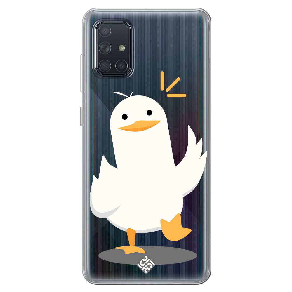 Movilshop Case for [ Samsung Galaxy A71 ] Authentic Drawing [ Walking Duck ] Transparent Flexible Silicone Case Cover Gel for Smartphone