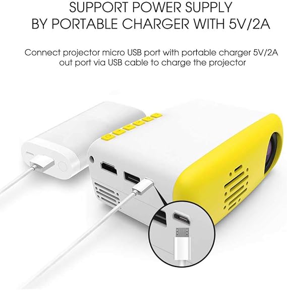 Mini HD 1080P LED Portable Video Projectors, Multimedia Home Theater with Remote Controller, Support HDMI, AV, SD, VGA