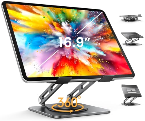 LOXP Adjustable Tablet Stand, 360 Rotating iPad Stand with Heavy-Duty Base, Tablet Holder Compatible with 4.0-16.9
