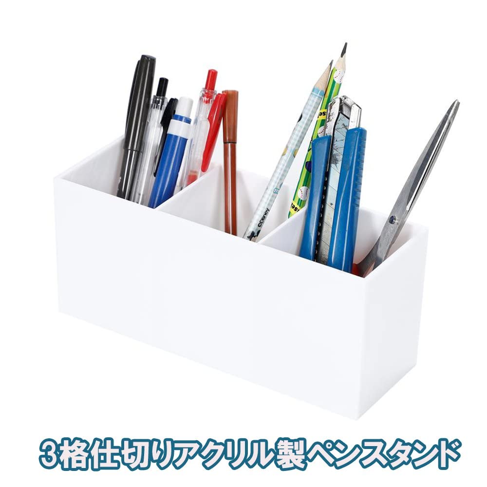 Amazon.co.jp: yuusaki ペン立て ペンスタンド 卓上収納 アクリル製 3