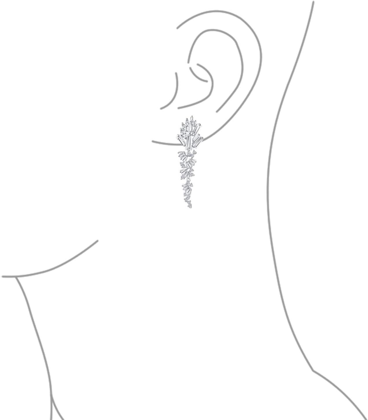 Bridal Chandelier Earrings for Women Silver Plated Brass AAA CZ Cubic Zirconia Cluster Marquise Teardrop Leaf Prom Statement Jewelry - Image 2