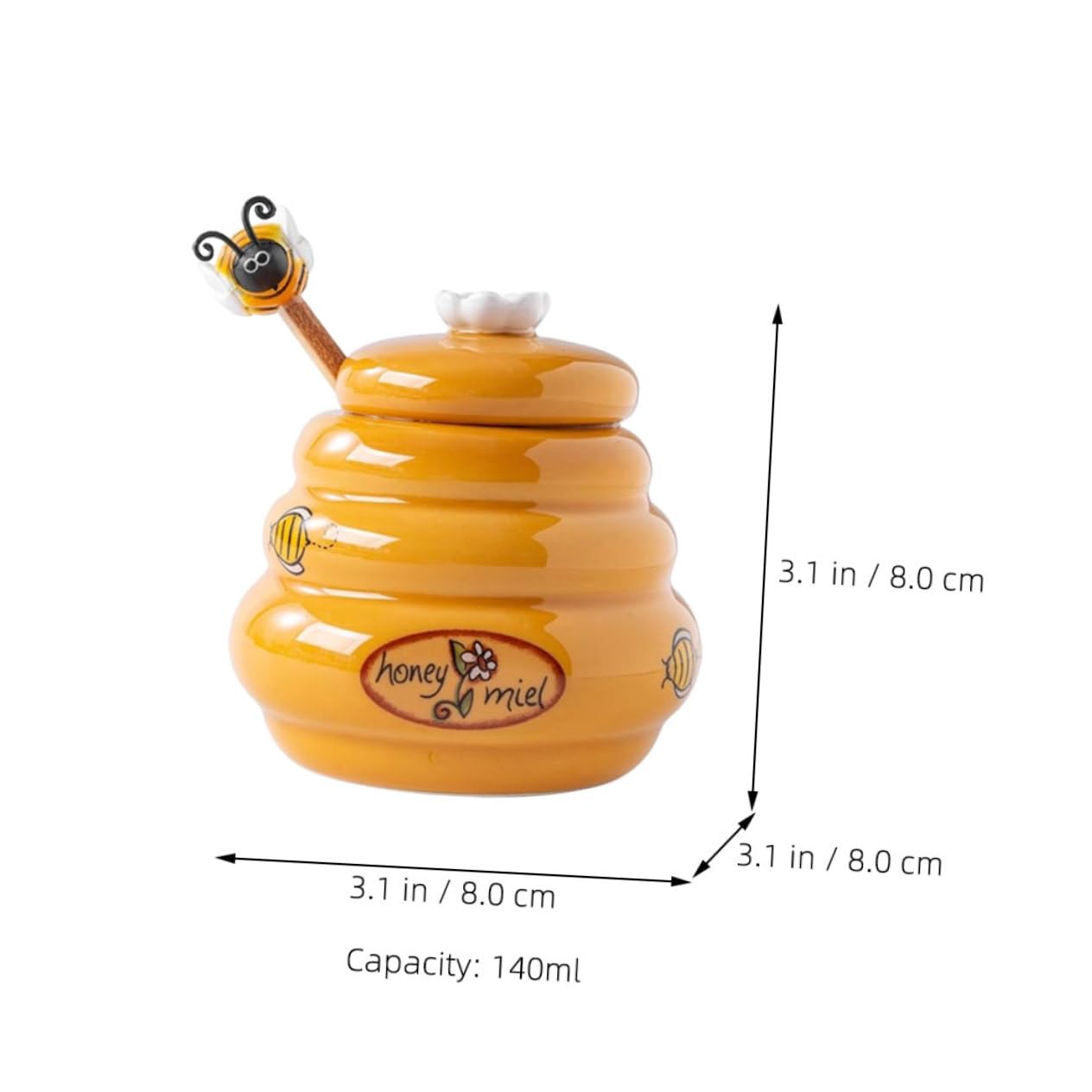 FUNOMOCYA 1 Set Honey Storage Jar Honey Pot Syrup Dispenser Retro Honey Dispenser Adorable Jar Honey Storage Holder Honey Jars with Dipper Vintage Storage Tank Ceramic re-usable