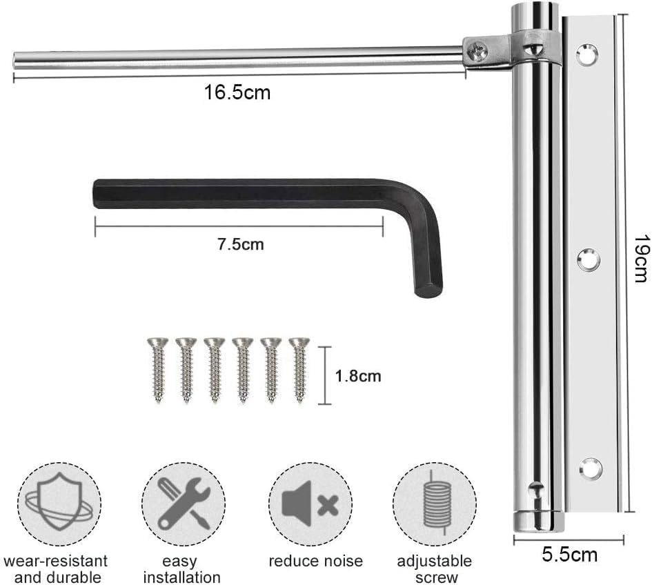 MEBISO Spring Door Closer for Gate Doors – Stainless Steel Self-Closing Hinge with Adjustable Tension – Includes Allen Key & Screws – Automatic Closing for Indoor/Outdoor Use (Spring Door Closers-1) 1