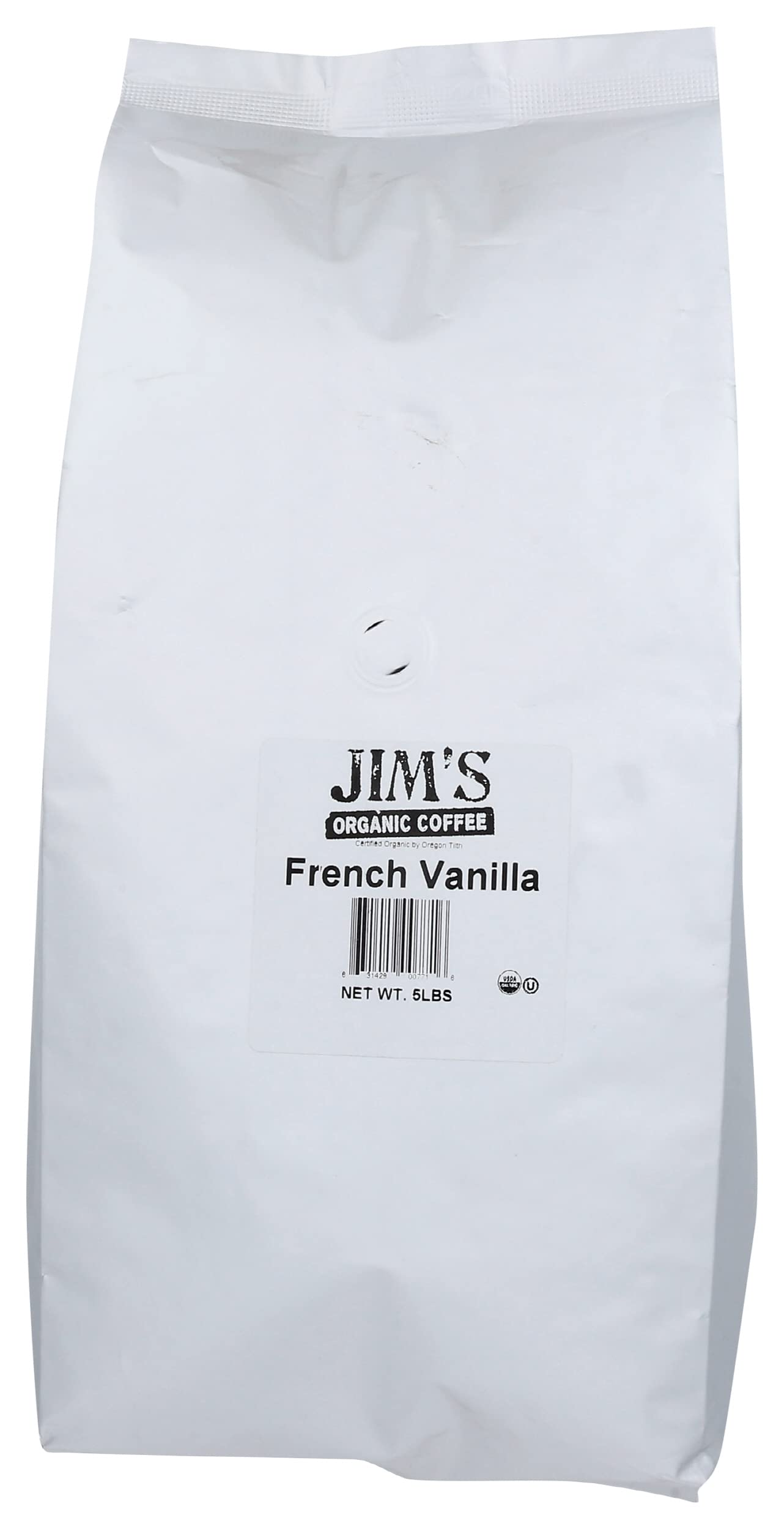 Jim's Organic Coffee French Vanilla Beans, USDA Organic, 5 LB (Pack of 1)USDA Organic