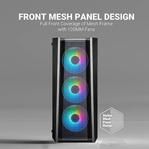 Image of Ant Esports ICE-311MT Mid-Tower ATX Computer Case I Gaming Cabinet - Black Support ATX /Micro-ATX /ITX Motherboard with 3 x 120 mm ARGB Front Fans and 1 x 120 mm Rear Fan Pre-Installed