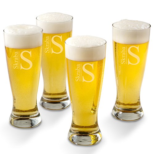 Personalized Pilsner Glass (Modern Design) - Father's Day Gift for Dad, Grandpa, Husband, Boyfriend, Stepdad, Uncle, Brother