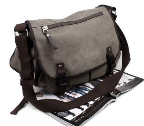Men's"Weekday" Heavy Canvas Classic Messenger Bag - Khaki Tan