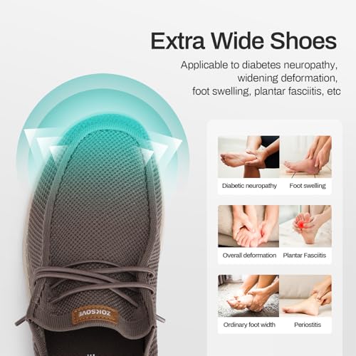 Image of ZOKSOVE Wide Shoes for Men - Comfort Slip on Walking Loafers with Arch Support - Mens Wide Orthopedic Shoes for Plantar Fasciitis
