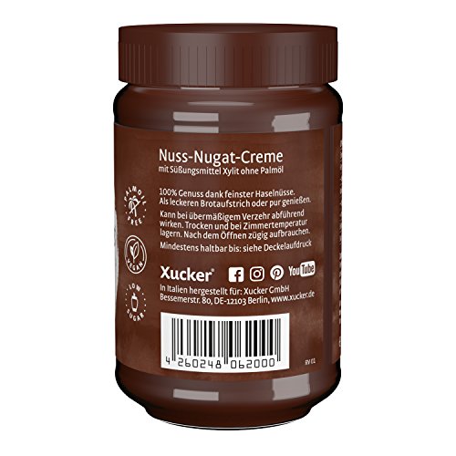 Xucker 300 g Nunux Nuss-Nougat-Creme mit Xylit im Glas, 2er Pack (2 x 300 g)