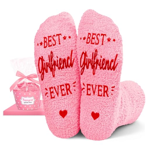 HAPPYPOP Girlfriend Gifts from Boyfriend - Cute Fuzzy Girlfriend Love Socks for Her, Valentine...