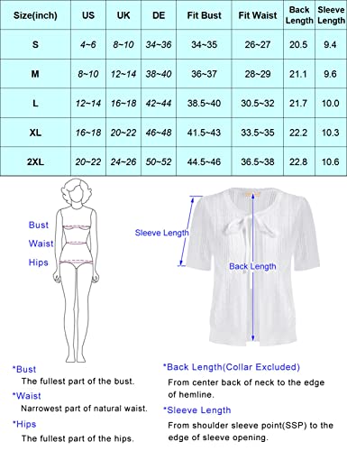 Women's White Short Sleeve Summer Cardigan Sweater Lightweight White Bolero Shrugs For Women White, Small #TOP6