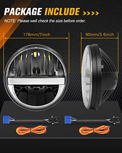 Mgllight J004A-2PCS-GHY 7 Inch Led Headlight Round Dot Approved Classic Led Headlights Compatible thumb #7