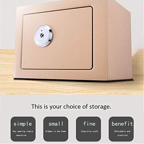 Security Safe Box Lock With Key Home Office Hotel Safe Cash Box For Business Jewelry Gun Cash Storage Money (Color : Champagne Gold) #TOP1