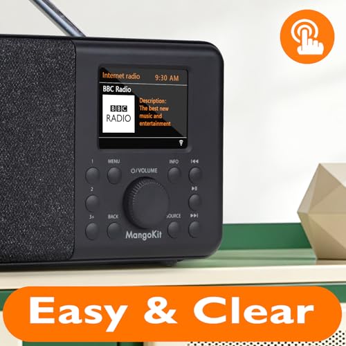 Image of SR10 WiFi Internet Radio, Podcast Player, Bluetooth Speaker, Portable FM Radio, Color Display,Dual Alarms, Presets,Application Control Support-Black