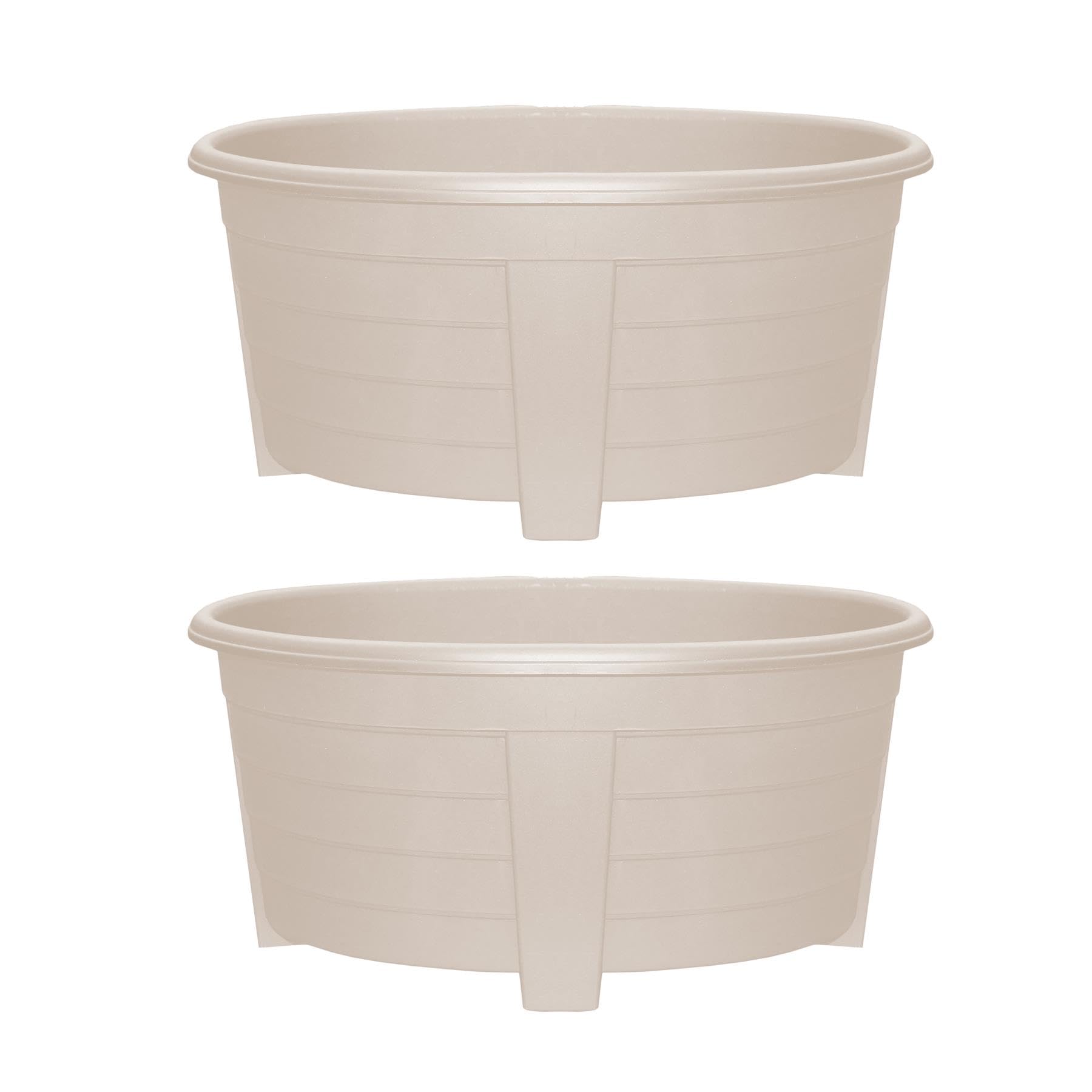 Simpa Taupe Grosvenor Oval Plastic Garden Planters - Set Of 2 Pots Black 27Cm.