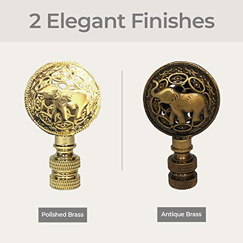 Image of Royal Designs, Inc. Decorative Baby Elephant Finial for Lamp Shade, Polished Brass - Pack of 2