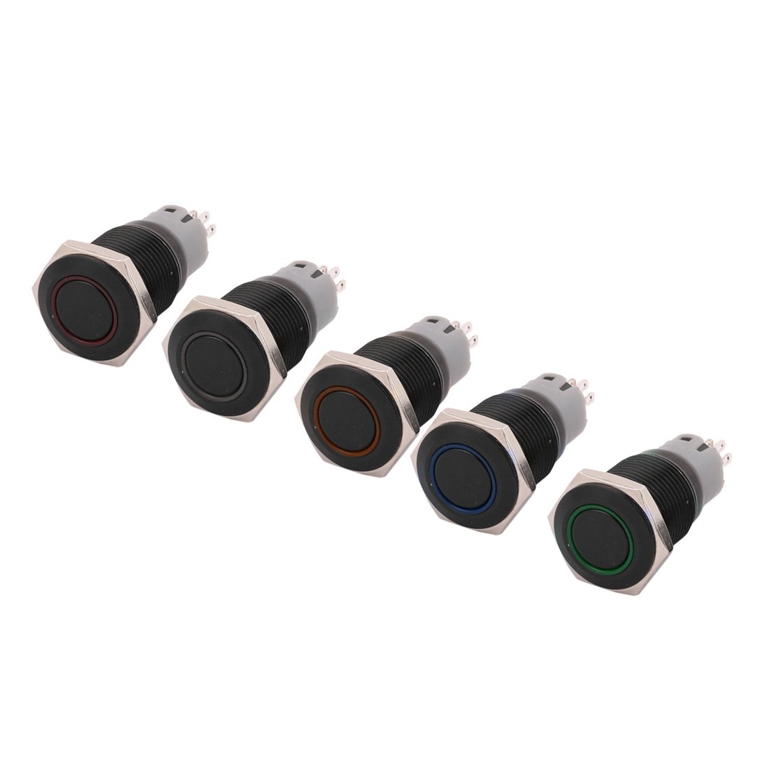 Aexit 5PCS 19mm DC 24V 5A LED Light 5 Pin SPDT Momentary Push Button Switch (aa2a93c5950ac70c39e601696f60646b)