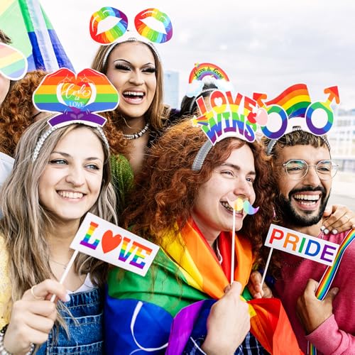 Blosssound 16 Pcs Rainbow Pride Headbands Lgbtq Celebration Hair Hoops Rainbow Hair Accessories Headwear for Pride Parade Gay Lesbian Party Favors Supplies Equality Costume Outfit Decoration — view 5