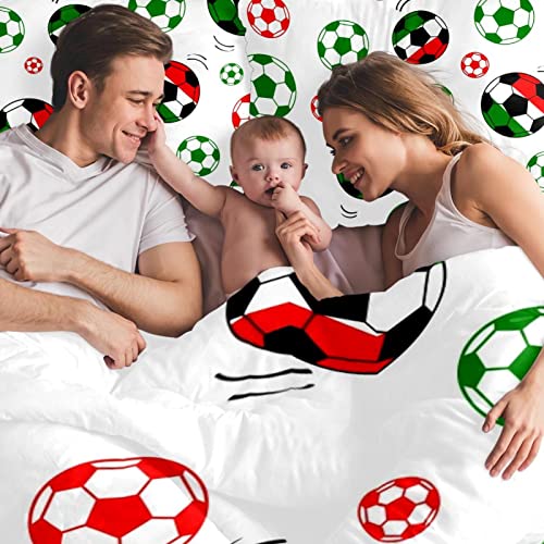 Italian Football Color Pattern Duvet Cover Set, Bedding Sets With Zipper Closure,1 Duvet Cover + 2 Pillow Shams, Queen Size, No Comforter #TOP1