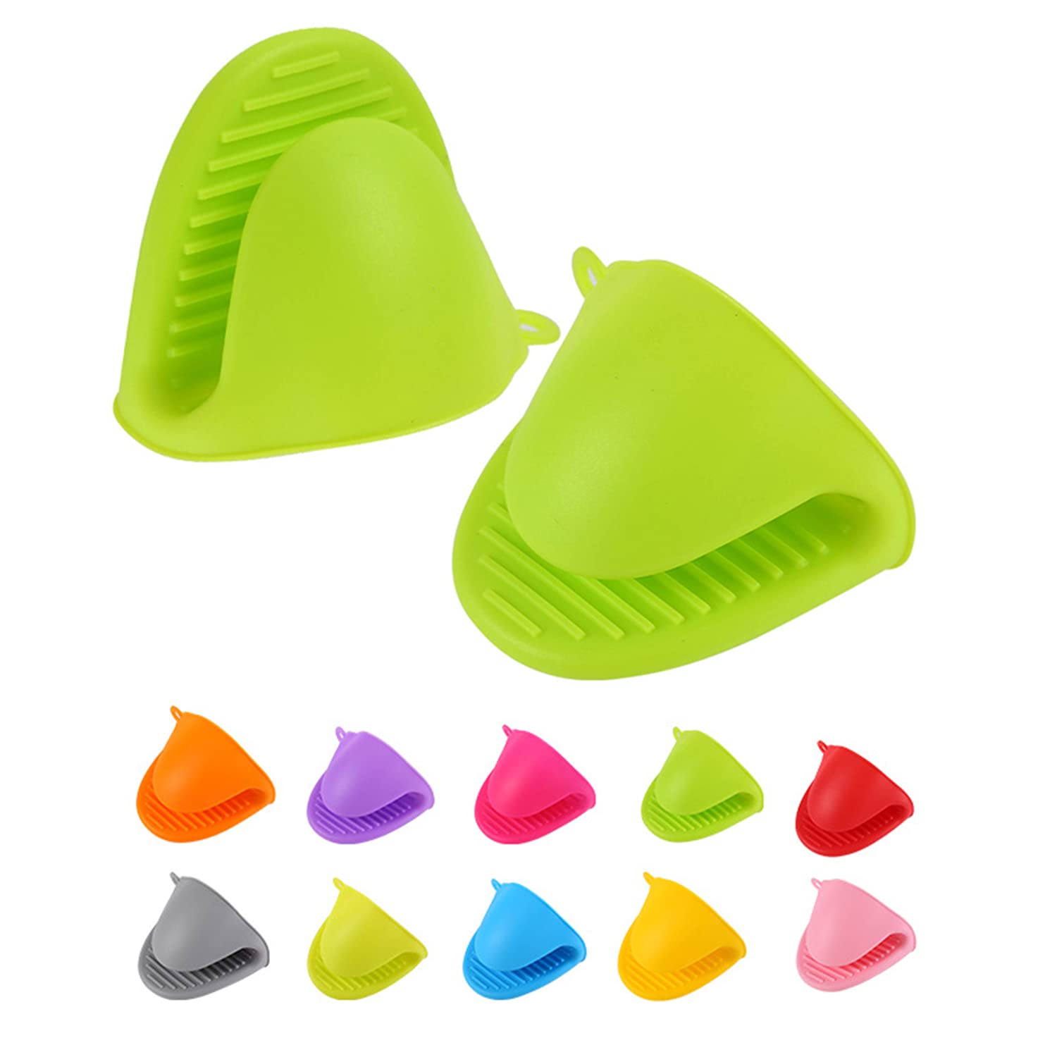 Silicone Cooking Pinch Grips Oven Mitts Heat Insulation Silicone Oven Gloves Cooking Mitts Pinch Grips Kitchen Heat Resistant Gloves (1 Pair, Green)