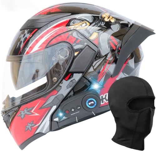 Casque de moto intégral Bluetooth modulaire rabattable XL