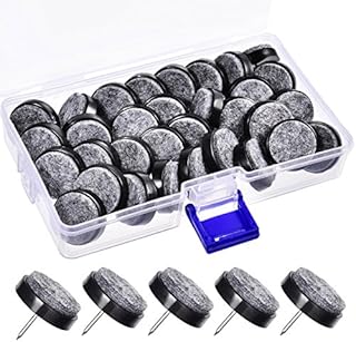 36 Pieces Furniture Pad Nails 24 mm Black Nail-on Slider Glide Felt Pads with Storage Box for Wooden Furniture Chair, Stools and Table Leg Feet