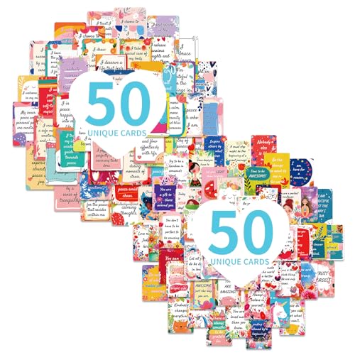 Thhiit Positive Affirmation Cards 100PCS Inspirational Cards with Motivational Quotes Note for Women Men Staff Students Coworkers