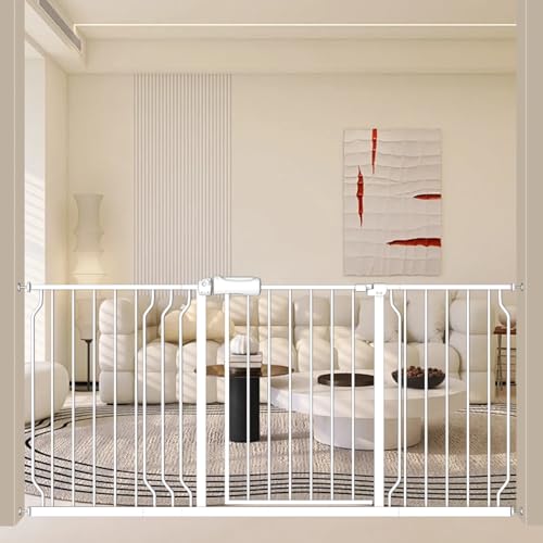 ALLAIBB Extra Wide Baby Gate Pressure Mount with Auto-Close, Whit...