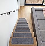 Ottomanson Softy Collection Washable Non-Slip Rubberback Solid Design 9' x 26' Indoor Stair Treads,...