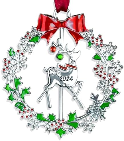 Silver Christmas Deer Ornament - Funny Xmas Keepsake Tree Hanging Decor - Perfect Gifts for Family & Friends