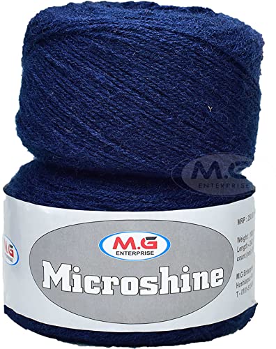 Image of M.G Microshine Navy (400 gm) Wool Hank Hand Knitting Wool /Art Craft Soft Fingering Crochet Hook Yarn, Needle Knitting Yarn Thread dye OA