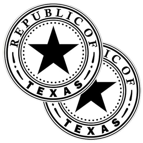 Image of eDesign 2-Pack Round Vintage Republic of Texas Sticker Vinyl Decal - 4 Inches - Texas Lone Star Sticker for Car Truck Van Window Bumper Laptop Tablet Cup Tumbler Water Bottle and Any Smooth Surface