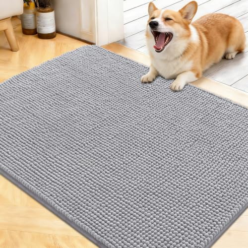 Image of OLANLY Dog Door Mat for Muddy Paws 40x32, Absorbent Chenille Mud Doormat
