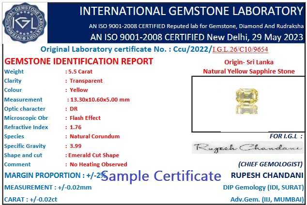 Image of USPTO Collection of Premium Quality Real Emerald Panna Yellow Sapphire Ruby Manik Blue Sapphire Neelam Pukhraj Stone Original Certified IGL Lab Tested Natural Green Hara Blue Yellow Pila Lal Red Nag