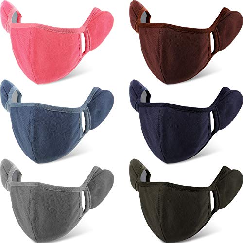 6 Pieces Winter Face Bandana With Ear Warmers Winter Outdoor Cotton Earmuffs Winter Warm Mouth Muffle Winter Windproof Balaclava Bandana Face Bandana Skiing Face Accessories For Men Women #TOP10