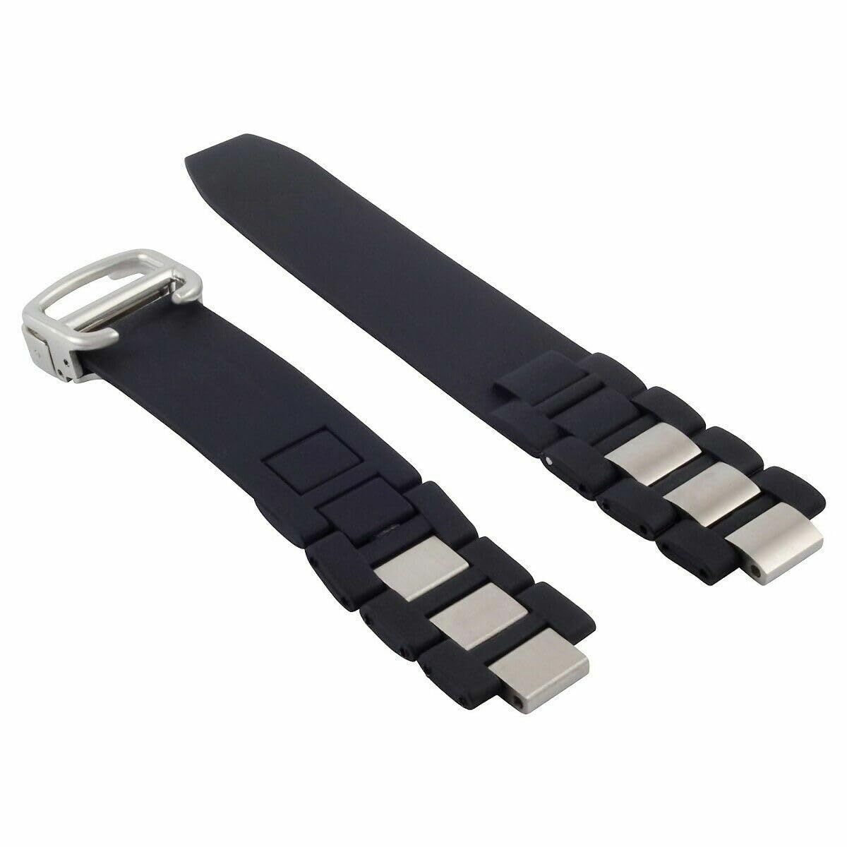 Ewatchparts Rubber Watch Band Strap Compatible With Cartier 20mm Must 21 Chronoscaph Autoscaph Clasp
