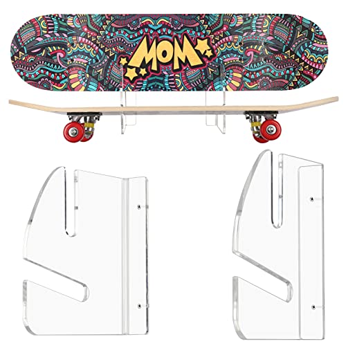 HHUXIUE Étagère murale pour skateboard - Support de rangement pour skateboard - Cadre à roulement - Design horizontal - Économie d'espace (transparent)